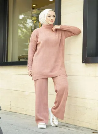 Women's Solid Wide Leg Trousers Two-Piece Set 