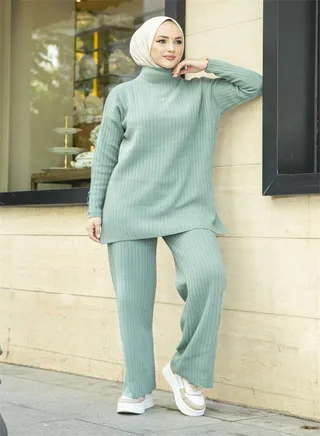 Women's Solid Wide Leg Trousers Two-Piece Set 