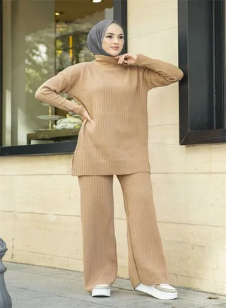 Women's Solid Wide Leg Trousers Two-Piece Set 