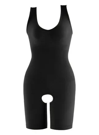 Women's Solid Color Tank Bodysuit Shapewear Tummy Control Slimming Jumpsuit Lifting Bodysuit Black 