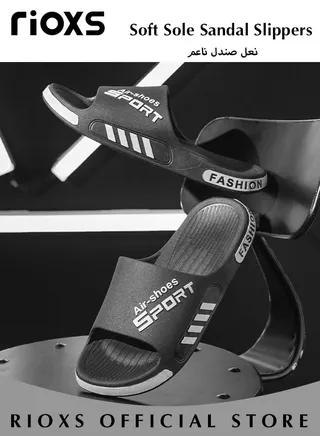 Men's Summer Home Shower Slippers  Non-slip Lightweight Swimming Sandals Open Toes Soft Elastic Sole Sandal Slippers 