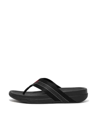 Fitflop Mens Surfer Stripe Toe Post EZ5-090  Black 41 