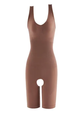 Body Shaping Waist And Hip Lifting Jumpsuit Brown 