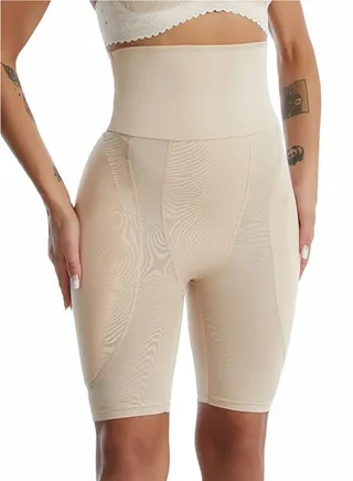 Great Elasticity Body Shaper Tummy Control Boxer Briefs Solid Color Shapewear Pants for Women Seamless Underwear Beige 