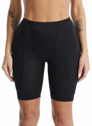 Womens Body Shaper Tummy Control Boxer Briefs Solid ColorMid Raise Shapewear Underwear Black 