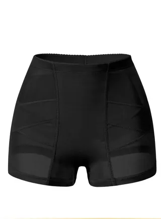 Womens Body Shaper Tummy Control Underwear Boxer Briefs Solid Color Slim High Waist Sponge Pad Shapewear Hip Lift Underpants Black 