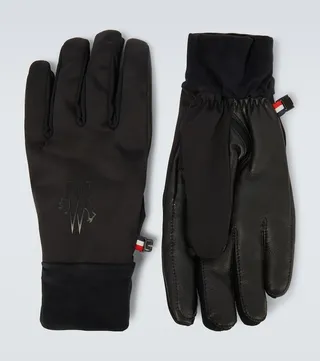 Technical nylon and leather gloves