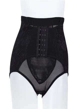 Women's Postpartum Mid Waist Three Row Abdominal Pants Black 