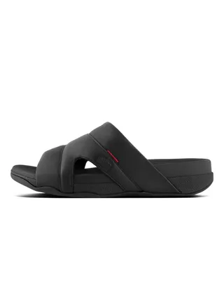 049-173 Freeway Slides Men Sandals Black Leather L66-001 