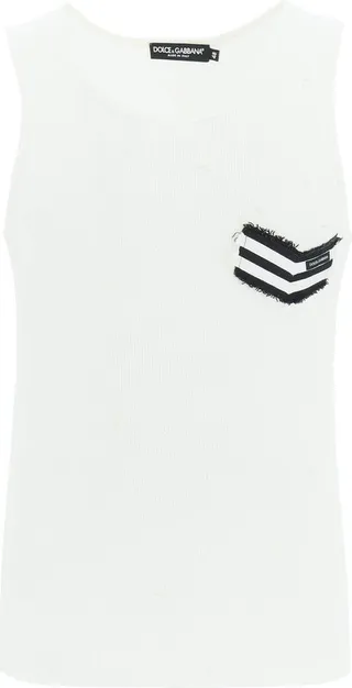 Dolce & Gabbana Logo Patch Fine-Rib Singlet