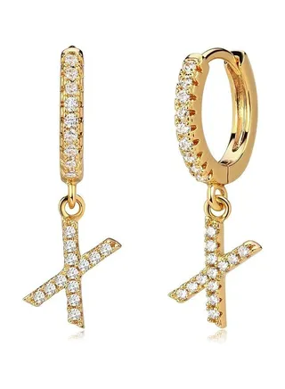 MEVECCO Women Huggie Hoop Earrings Gold Initial A-Z Dangle Drop Cubic Zirconia 14K Gold Filled Small Simple Hypoallergenic Personalized Jewelry - 26 Letters 