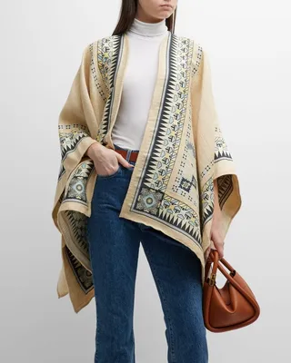 Geo Foulard Jacquard Silk Cape