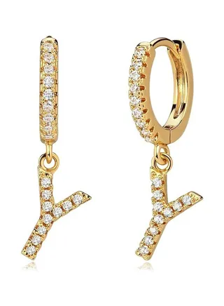 MEVECCO Women Huggie Hoop Earrings Gold Initial A-Z Dangle Drop Cubic Zirconia 14K Gold Filled Small Simple Hypoallergenic Personalized Jewelry - 26 Letters 