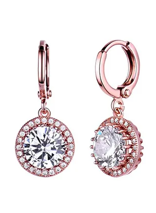 Vintage Style Round Hoop Earrings Dangle Leverback Earrings 