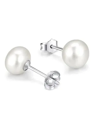 Elegant 925 Silver Natural Pearl Earings 