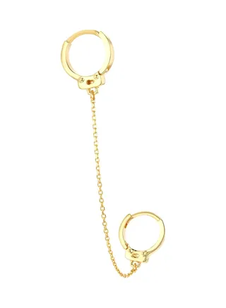 Handcuff 21K Gold Chain-Link Hoop Earring 