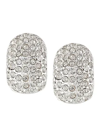 Brass Stone Studded Hoop Earrings 