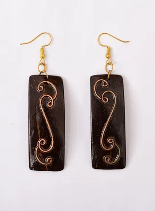 Eco-friendly Handmade Jewellery Coconut Wooden Earrings Lightweight Hoopwire Earrings Bohemian Pendant Dangle Earrings Set 