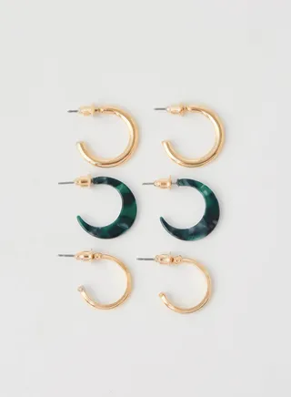 3 Pair Fashionable Earrings 
