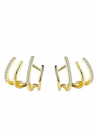 Earrings for Women, Fashionable and Generous 925 Silver Needle Gold Crystal Hypoallergenic Girls Gift 