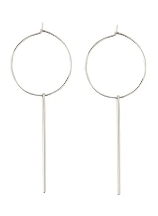 Long Bar Drop Hoop Earring 