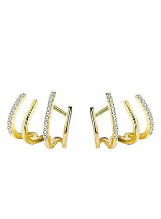 Earrings for Women, Fashionable and Generous 925 Silver Needle Gold Crystal Hypoallergenic Girls Gift 