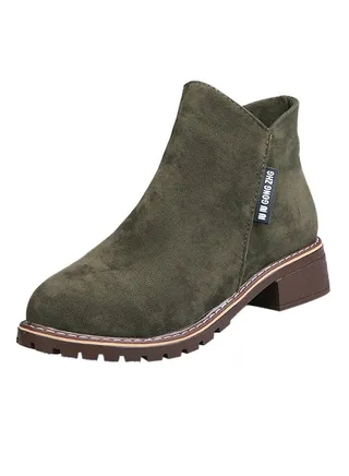 Full Zip Ankle Boot Army Green 