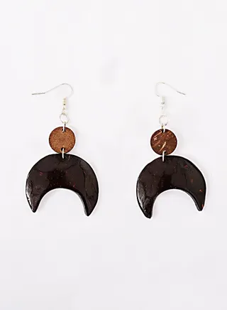 Eco-friendly Handmade Jewellery Coconut Wooden Earrings Lightweight Hoopwire Earrings Bohemian Pendant Dangle Earrings Set 