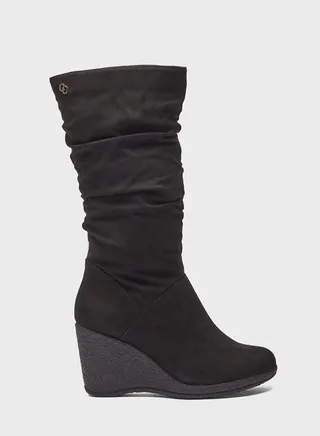 Pointed Toe Mid Heel Knee Boots