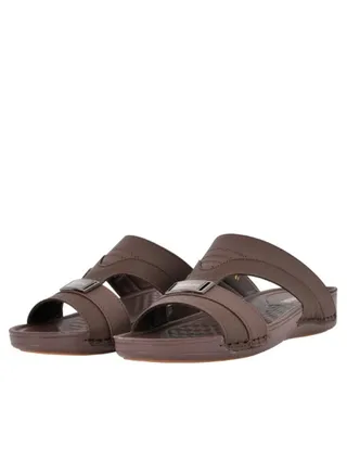 Mens Patterned Strap Arabic Sandals Brown 