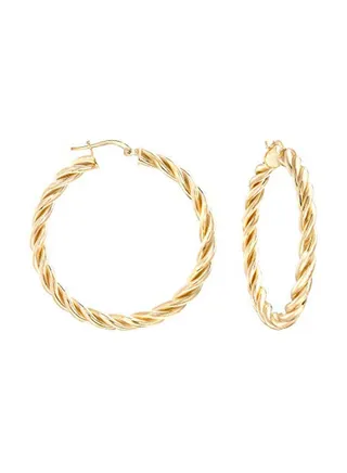 Sterling Medium Twisted Hoop Earrings 