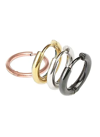 4- Pairs High Polished Round Metal Hoop Earrings 