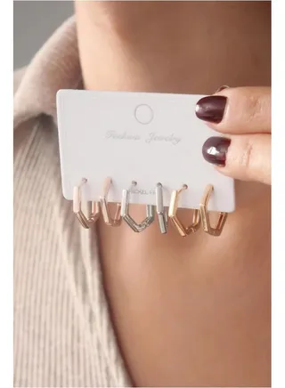 Set of 3 Hexagon Hoops 3 Colors 
