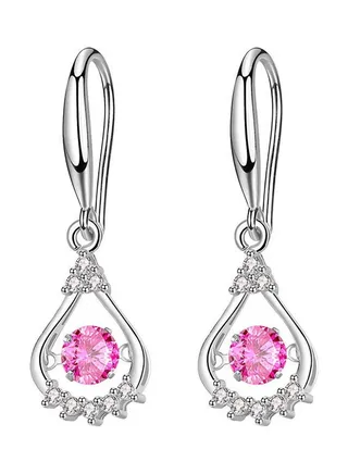Cubic Zirconia Inlaid Water Drop Dangle Earrings 