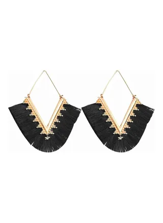 V Tassel Dangle Earrings 