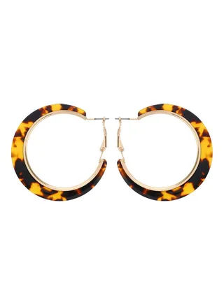 Leopard Round Circle Dangle Drop Hoop Earrings 