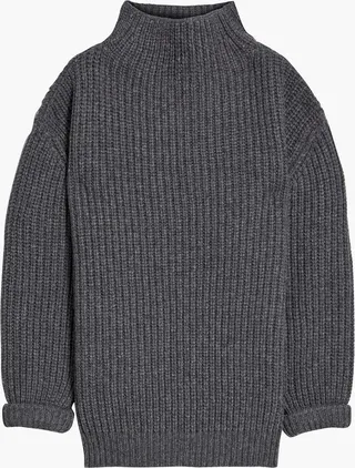 Ribbed merino wool turtleneck sweater