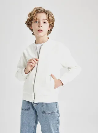Regular Fit Bomber Collar Cardigan 
