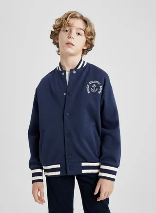 Boy Regular Fit Crew Neck Bomber Cardigan 