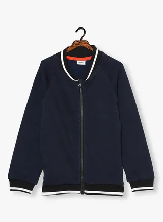 Brushed Long Sleeve Cardigan Navy/Black 