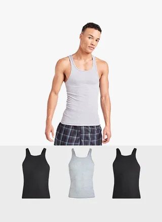 Pack Of 3 Dyed Vest Assorted Color/Print 
