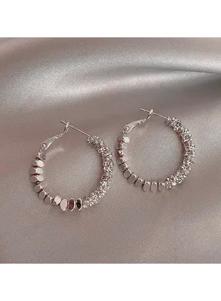 Silver Unique Hoop Earrings 
