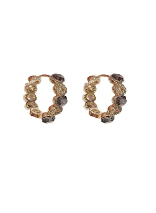 Coffee Gold Full Zirconia Earrings 
