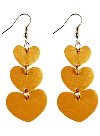3-Layers Heart Shaped Dangle Earrings 