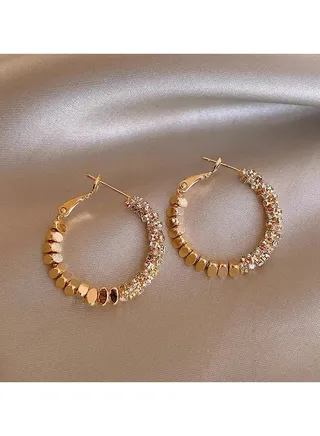 Gold Unique Hoop Earrings 