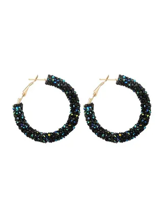 Crystal Handmade Alloy Hoop Earrings 