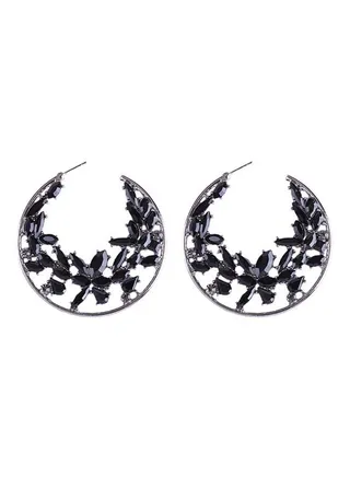 Stone Studded Hoop Earrings 