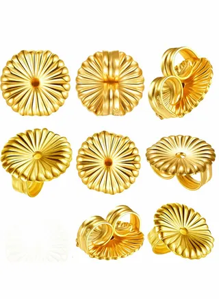 Earring Backs, Jumbo Earring Backs Large Earring Backs Secure Earring Lifters Backs Adjustable Earring Backs for Droopy Ear Heavy Support 8 Pieces (Gold,9 mm) 