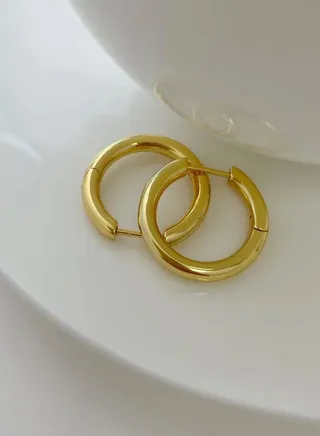 Ambers 925 Sterling Silver Earrings Simple Circle Ear Buckle Lightweight Fashion Earrings For Women Minimalist Style Design-GOLD 