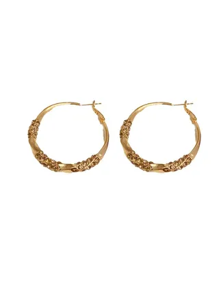 Curry Circle Zirconia Earrings 
